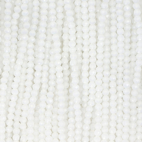 Round Faceted Glass Beads 3mm - Cloudy White