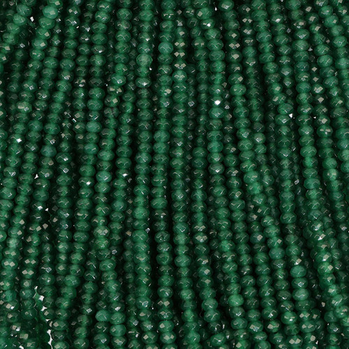 Dyed Agate Rondelle Faceted Beads 4mm- Forest Green