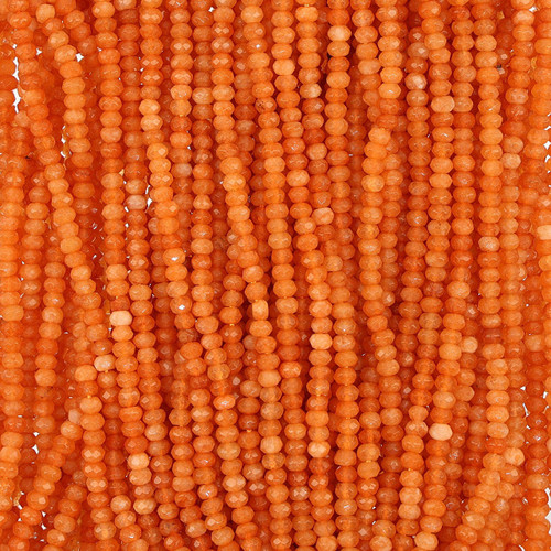 Dyed Agate Rondelle Faceted Beads 4mm-Orange