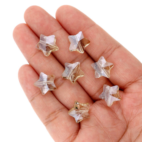 14 mm - Star Shaped Glass Beads - Champagne