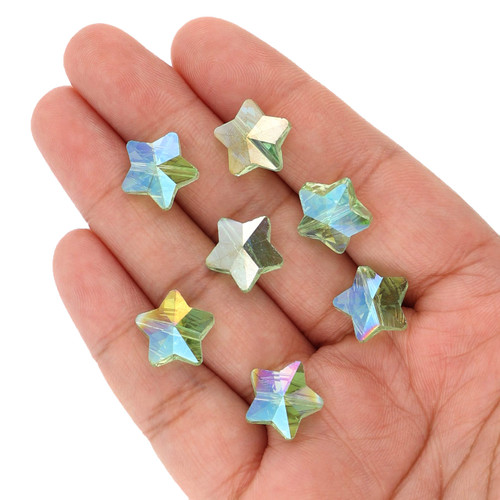 14 mm - Star Shaped Glass Beads - Seafoam Green