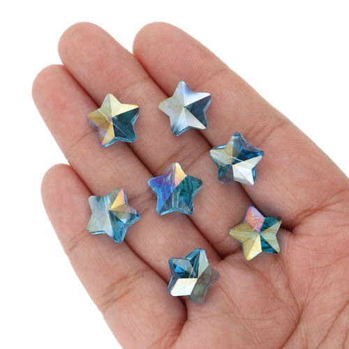 14 mm - Star Shaped Glass Beads - Sky Blue