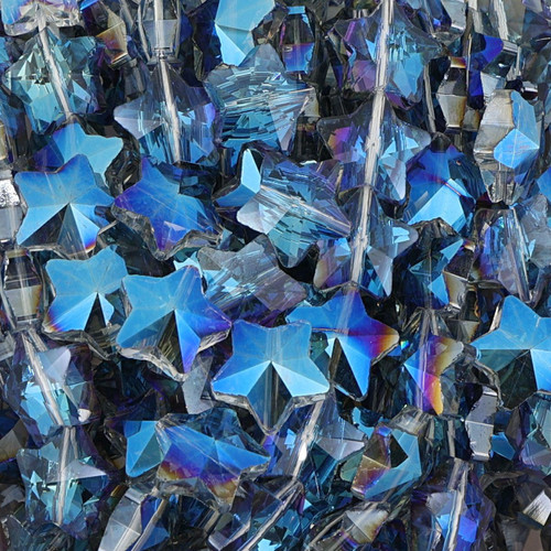 Star Shaped Glass Beads - Sapphire Blue