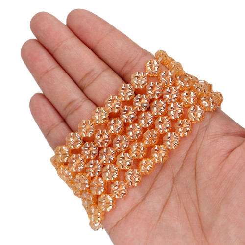 8mm Clover Shaped Glass Beads - Amber Orange