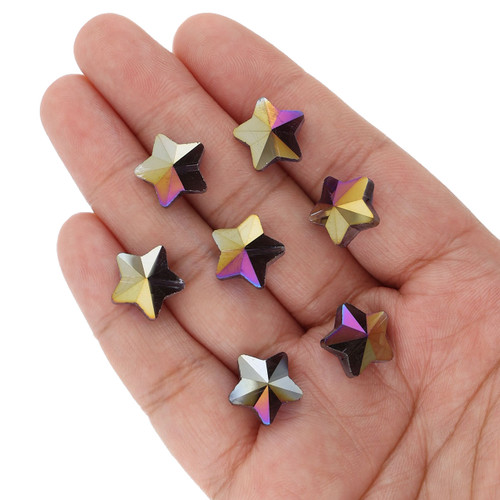 14 mm - Star Shaped Glass Beads - Fantasy Purple