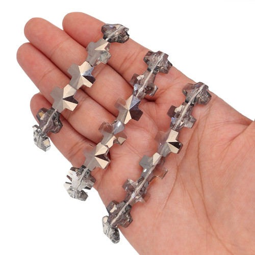 14 mm Equal Cross Shape Glass Beads - Ash Gray