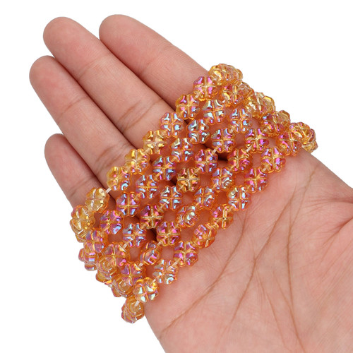 8mm Clover Shaped Glass Beads - Tangerine Orange