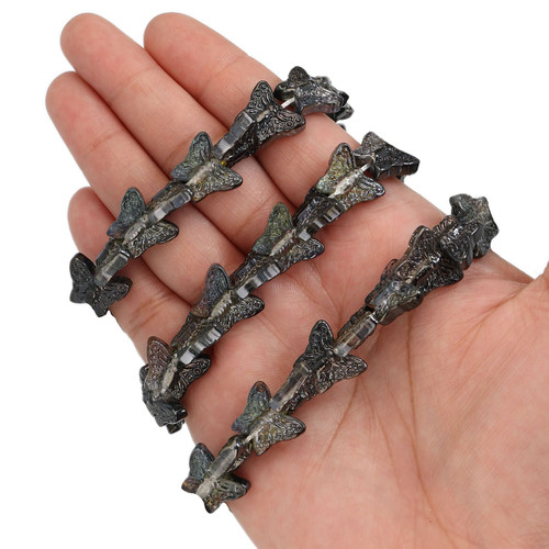 Butterfly Shaped Glass Beads- Galactic Black