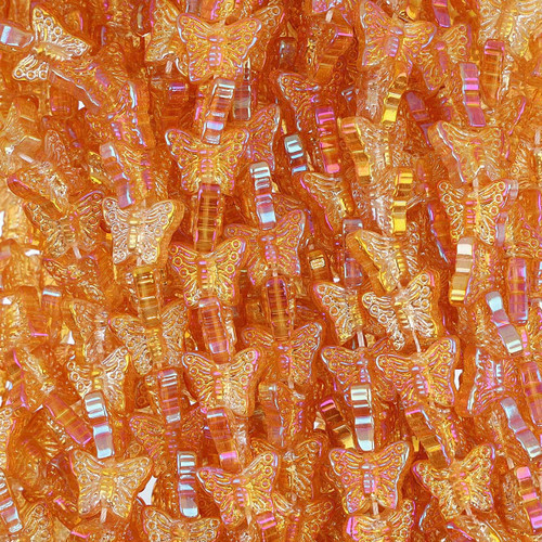 Butterfly Shaped Glass Beads - Tangerine Orange