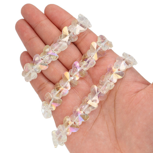 12 mm Butterfly Shape Glass Beads - Transparent Ivory
