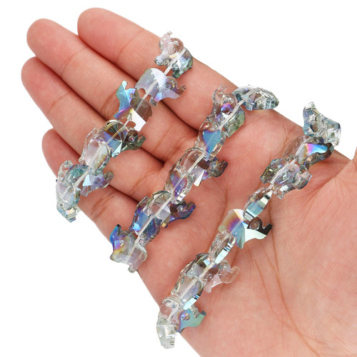 15X12mm Elephant Shape Glass Beads - Iridescent Aqua