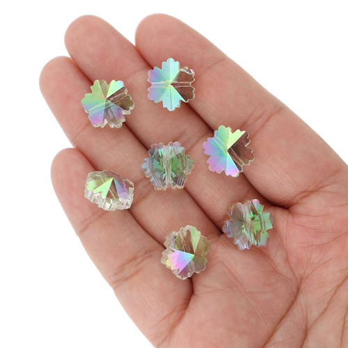 14mm Snowflake Shape Glass Beads - Spring Green