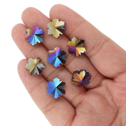 14mm Snowflake Shape Glass Beads - Fantasy Purple
