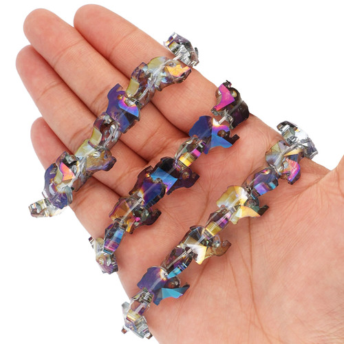 15X12mm Elephant Shape Glass Beads - Gold & Purple