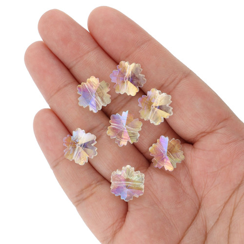 14mm Snowflake Shape Glass Beads - Iridescent Dawn