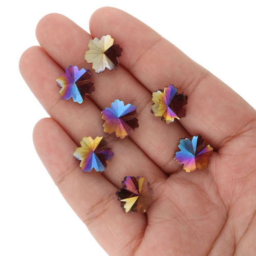 14mm Snowflake Shape Glass Beads - Gold & Purple