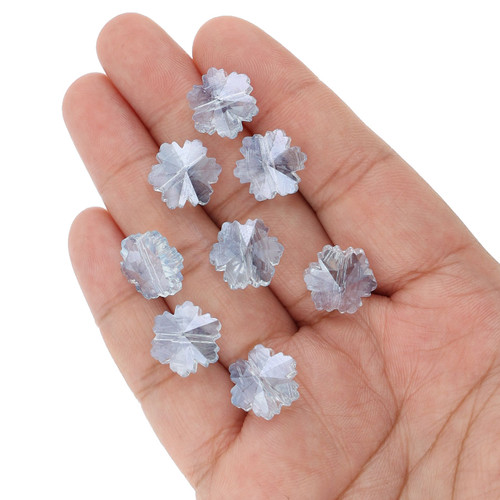 14mm Snowflake Shape Glass Beads - Powder Blue
