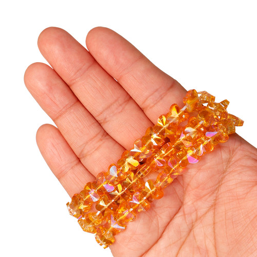 8x10mm Butterfly Shaped Glass Beads - Tangerine Orange