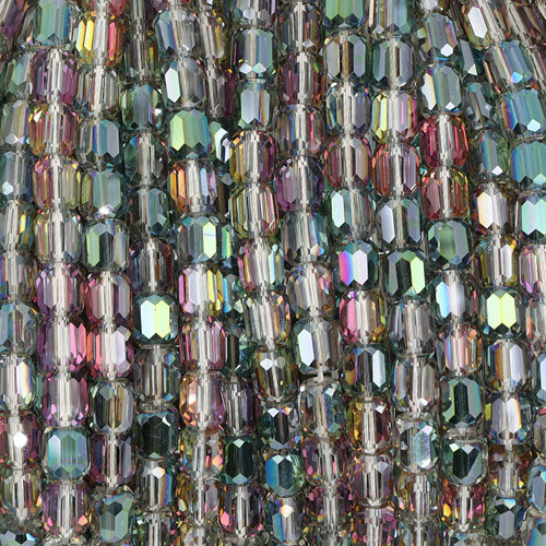 Faceted Cylinder Shape Glass Beads  - Mermaid Green