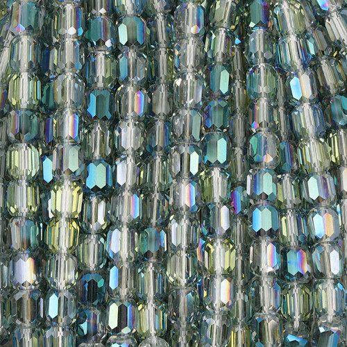 Faceted Cylinder Shape Glass Beads  - Paradise Green