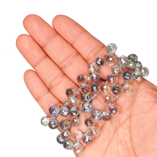 Faceted Drop Glass Beads - Transparent Aqua