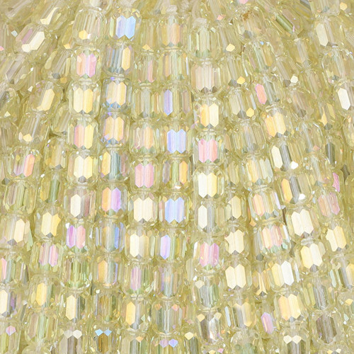 Faceted Cylinder Shape Glass Beads - Spring Green