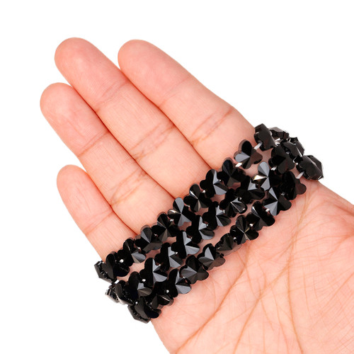 8x10mm Butterfly Shaped Glass Beads -  Midnight Black