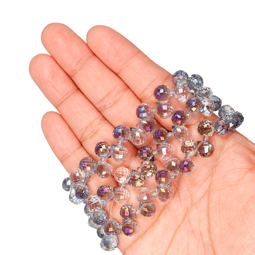 Faceted Drop Glass Beads - Transparent Peacock