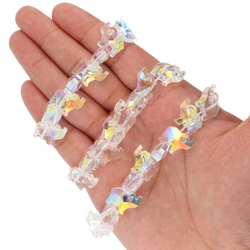 15X12mm Elephant Shape Glass Beads - Iridescent Rainbow