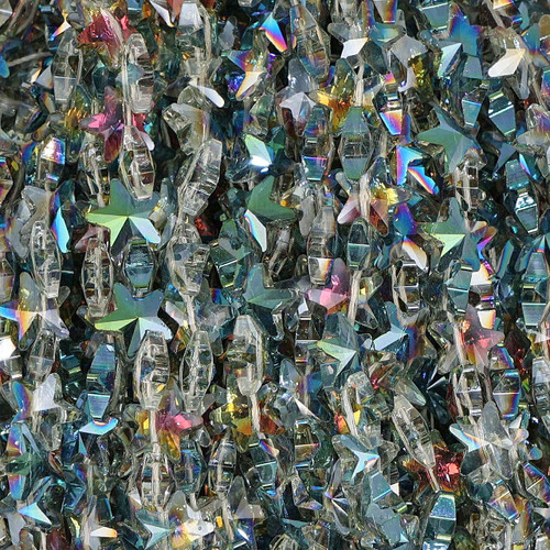 Star Shaped Glass Beads - Iridescent Aqua Star Shaped Glass Beads - Iridescent Aqua