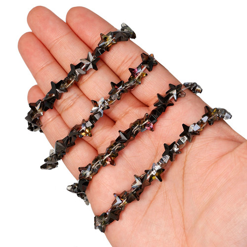 10 mm Star Shaped Glass Beads - Galactic Black