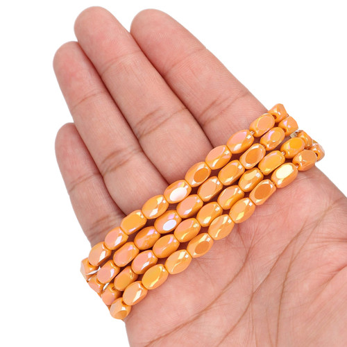 8x5 mm - Faceted Rounded Rectangle Glass Beads - Sweet Potato Pie