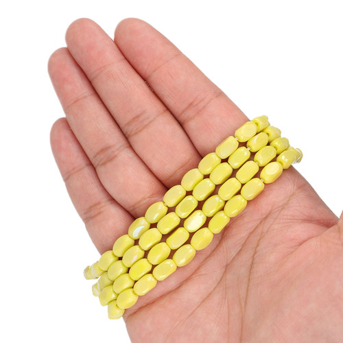 8x5 mm - Faceted Rounded Rectangle Glass Beads - Carribean Yellow