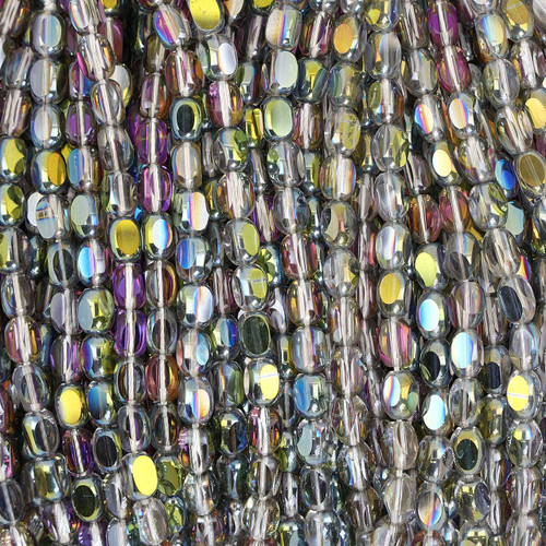 Faceted Rounded Rectangle Glass Beads - Dragon Scales