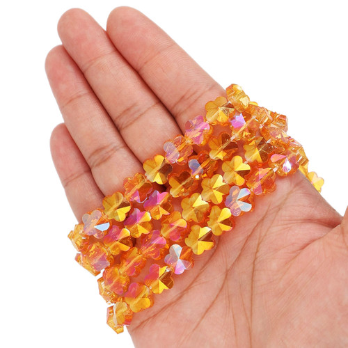 Flower Shape Glass Beads-Tangerine Orange