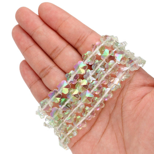 10 mm -  Flower Shaped Glass Beads - Spring Green