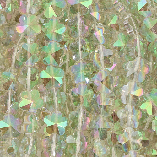 Flower Shaped Glass Beads m - Spring Green