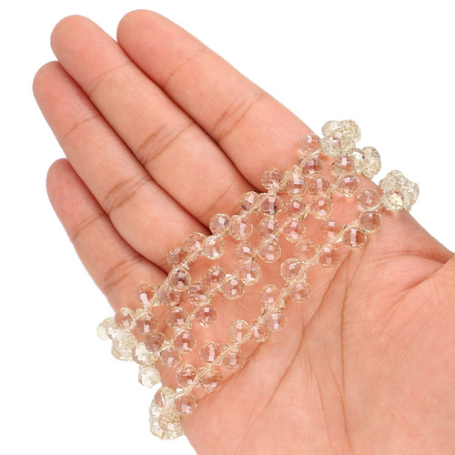 6mm Faceted Teardrop Shape Glass Beads - Champagne