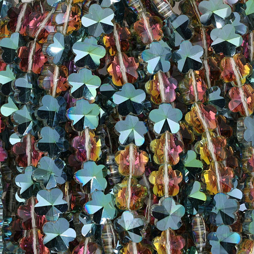 Flower Shaped Glass Beads  -  Paradise Green