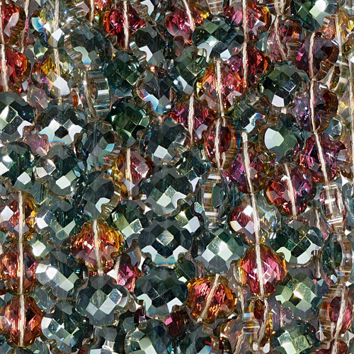 Quadrifoil Shape Faceted Glass Beads - Paradise Green