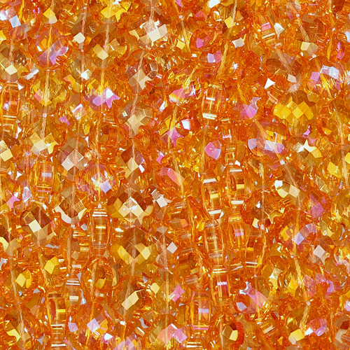 Quadrifoil Shape Faceted Glass Beads - Tangerine Orange