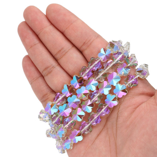 10 mm Flower Shaped Glass Beads - Fantasy Purple