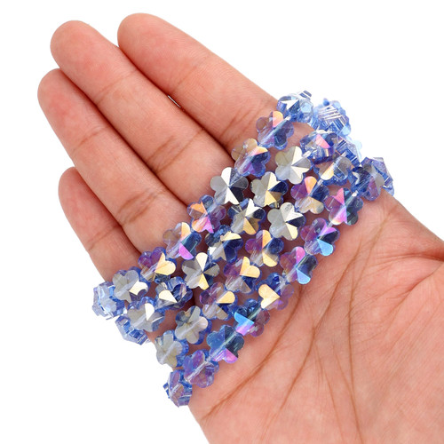 10 mm Flower Shaped Glass Beads - Indigo