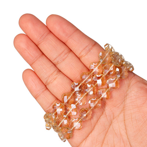 12 mm Quadrifoil Shape Faceted Glass Beads - Amber Orange