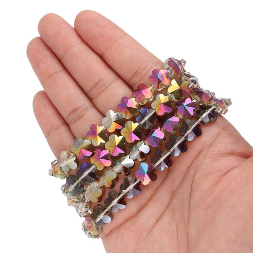 10 mm Flower Shaped Glass Beads - Gold & Purple