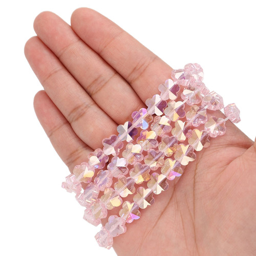 10 mm Flower Shaped Glass Beads - Rosebud Pink