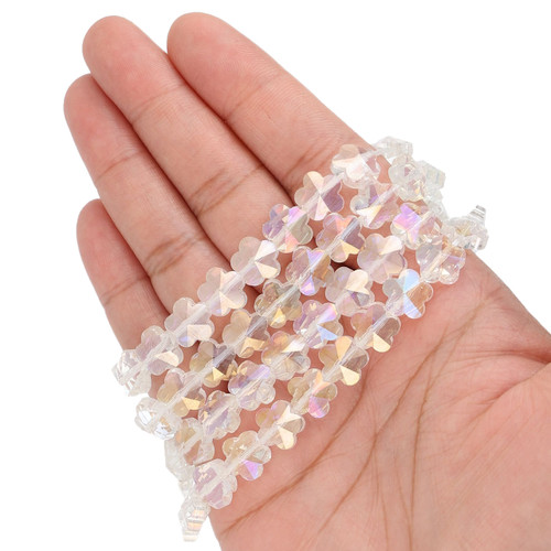 10 mm Flower Shaped Glass Beads - Transparent "Opal"