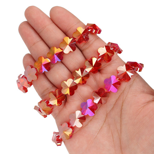 14mm Flower Shape Glass Beads - Fuchsia