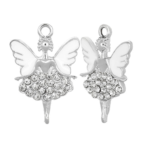 Silver Plated Angel Charm w/CZ