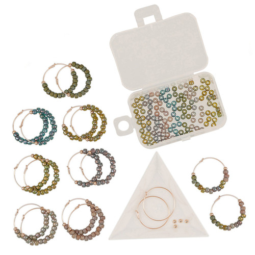 14K Rose Gold Filled 7 Day Matubo Bead Hoop Earring Kit